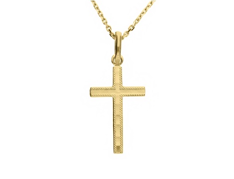 Złoty krzyżyk unisex próby 0,585 z podwójnym diamentowaniem