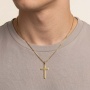 Złoty krzyżyk unisex próby 0,585 z podwójnym diamentowaniem - 3