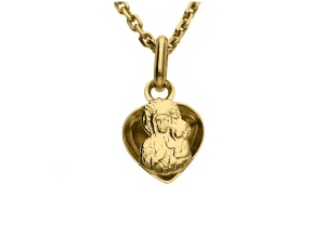 Złoty medalik próby 0,585 Czarna Madonna w sercu