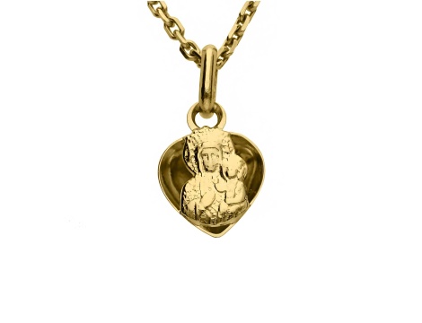 Złoty medalik próby 0,585 Czarna Madonna w sercu