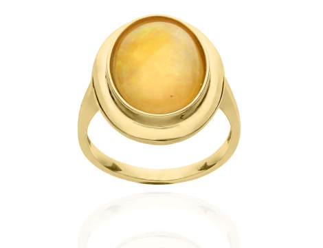 Złoty pierścionek próby 0,585 w stylu vintage z opalem 5,71 ct