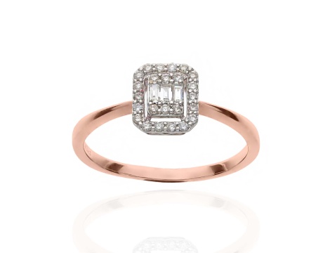 Pierścionek z różowego złota próby 0,585 z diamentami i brylantami 0,25 ct