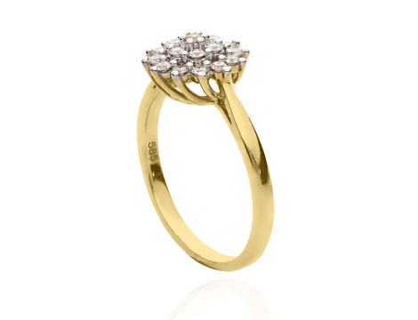 Złoty pierścionek próby 0,585z brylantami 0,32 ct - 3