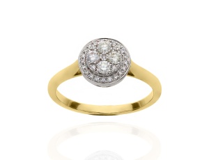 Złoty pierścionek próby 0,585 z brylantami 0,33 ct