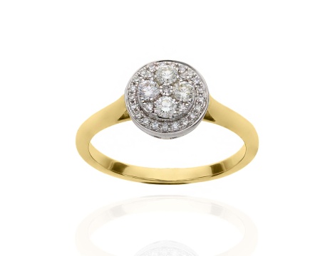 Złoty pierścionek próby 0,585 z brylantami 0,33 ct