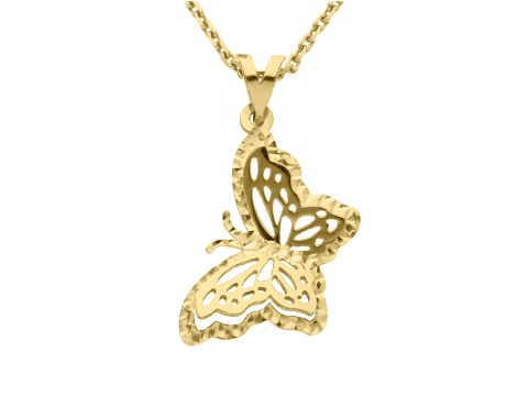 Złoty wisiorek próby 0,585 diamentowany motyl 3d