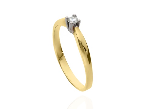 Złoty pierścionek zaręczynowy próby 0,585 z brylantem 0,08 ct - 2