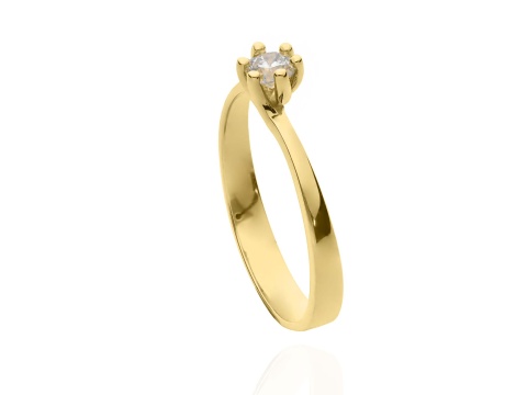 Złoty pierścionek zaręczynowy próby 0,585 z brylantem 0,18 ct - 2