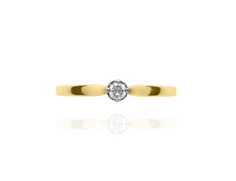 Złoty pierścionek zaręczynowy próby 0,585 z brylantem 0,08 ct - 3