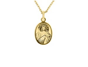 Złoty medalik unisex próby 0,585 Jezu Ufam Tobie