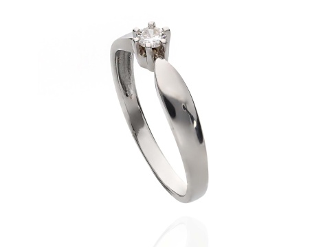 Pierścionek zaręczynowy z białego złota próby 0,585 z brylantem 0,14 ct - 2
