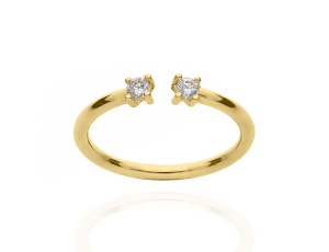 Złoty pierścionek próby 0,585 z brylantami 0,12 ct