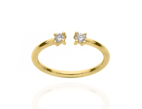Złoty pierścionek próby 0,585 z brylantami 0,12 ct