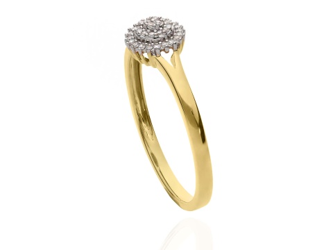 Złoty pierścionek zaręczynowy próby 0,585 z diamentami 0,03 ct - 2