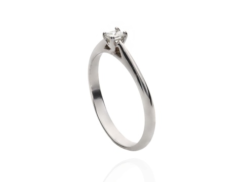 Złoty pierścionek próby 0,585 z diamentem 0,11 ct - 2