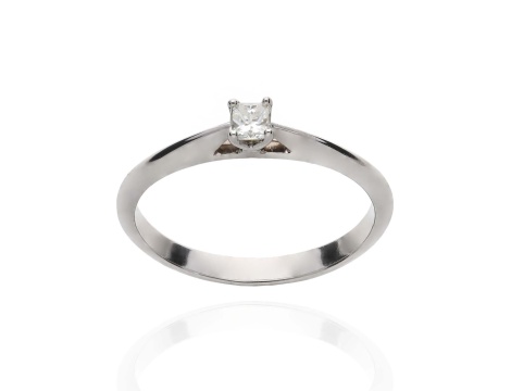 Złoty pierścionek próby 0,585 z diamentem 0,11 ct