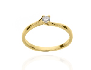 Złoty pierścionek próby 0,585 z brylantem 0,12 ct