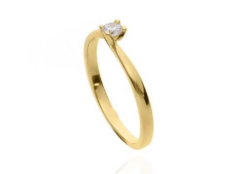 Złoty pierścionek próby 0,585 z brylantem 0,12 ct - 3