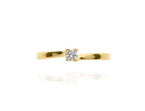 Złoty pierścionek próby 0,585 z brylantem 0,12 ct - 4