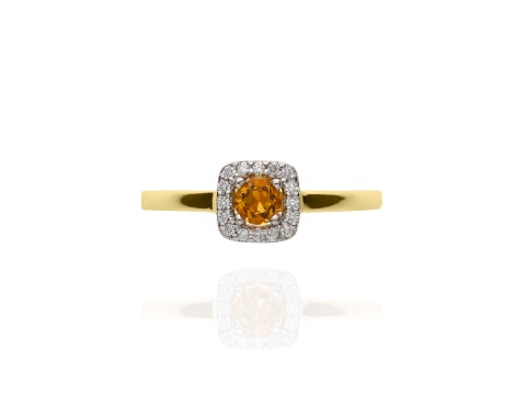 Złoty pierścionek próby 0,585 z cytrynem 0,16 ct i brylantami 0,08 ct - 4