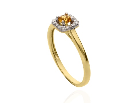 Złoty pierścionek próby 0,585 z cytrynem 0,16 ct i brylantami 0,08 ct - 3