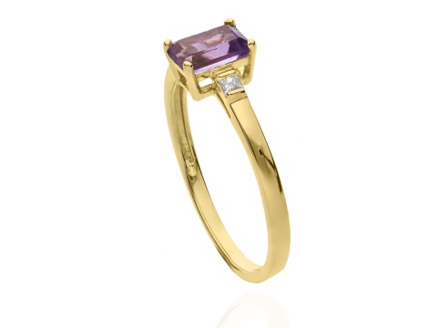 Złoty pierścionek zaręczynowy próby 0,585 z ametystem 0,62 ct i diamentami 0,07 ct - 3