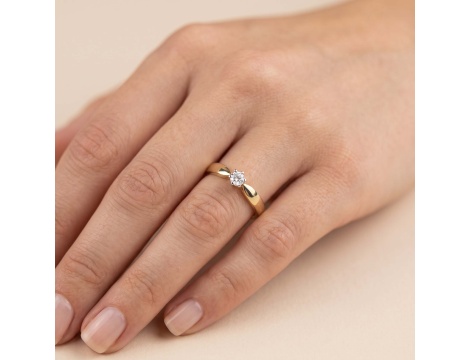 Złoty pierścionek zaręczynowy próby 0,585 z brylantem 0,14 ct - 2