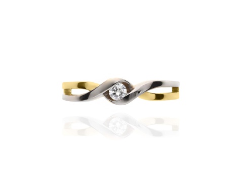 Złoty pierścionek próby 0,585 z brylantem 0,08 ct - 4