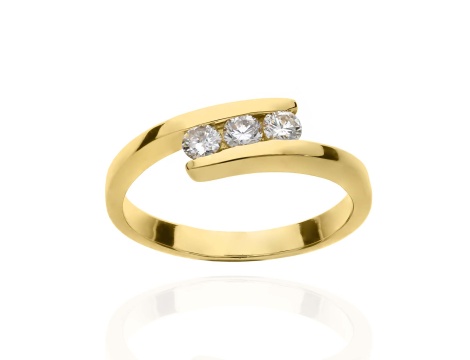 Złoty pierścionek próby 0,585 z brylantami 0,26 ct