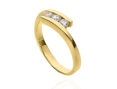 Złoty pierścionek próby 0,585 z brylantami 0,26 ct - 3