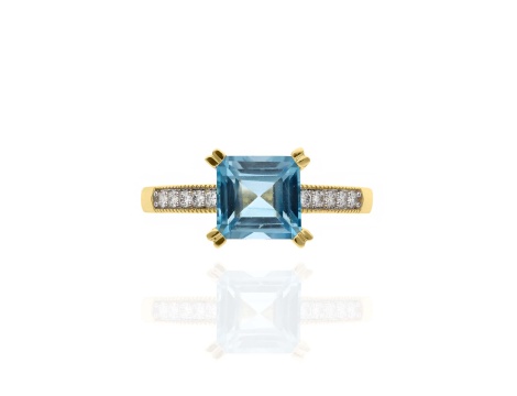 Złoty pierścionek próby 0,585 z topazem 2,11 ct i brylantami 0,12 ct - 3
