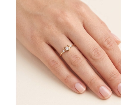 Złoty pierścionek zaręczynowy próby 0,585 z brylantami 0,08 ct - 3