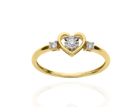 Złoty pierścionek zaręczynowy próby 0,585 z brylantami 0,08 ct