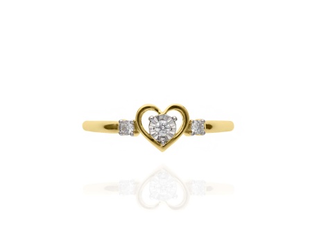 Złoty pierścionek zaręczynowy próby 0,585 z brylantami 0,08 ct - 2