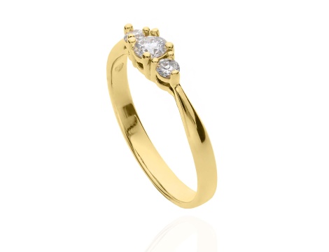 Złoty pierścionek zaręczynowy próby 0,585 z brylantami 0,37 ct - 3