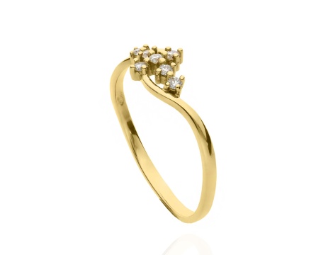 Złoty pierścionek próby 0,585 z brylantami 0,14 ct - 3