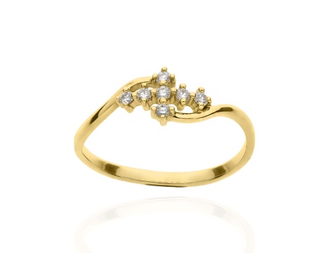 Złoty pierścionek próby 0,585 z brylantami 0,14 ct
