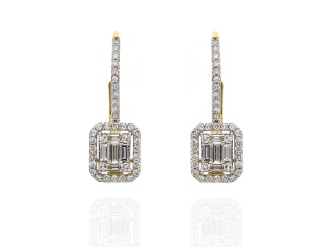 Złote kolczyki próby 0,585 z diamentami 0,37 ct