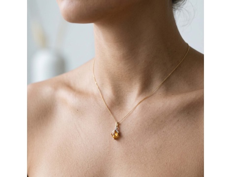 Złoty wisiorek próby 0,585 z cytrynem 1,12 ct i brylantami 0,06 ct - 3