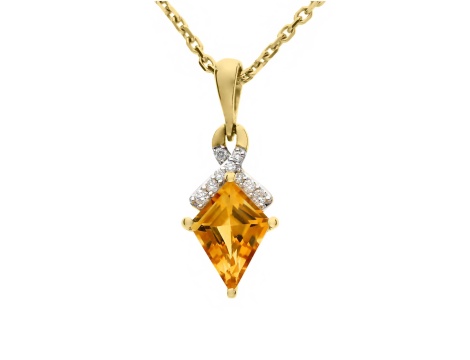 Złoty wisiorek próby 0,585 z cytrynem 1,12 ct i brylantami 0,06 ct