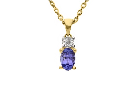 Złoty wisiorek próby 0,585 z tanzanitem 0,48 ct i brylantem 0,02 ct