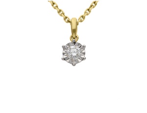 Złoty wisiorek próby 0,585 z brylantem 0,15 ct