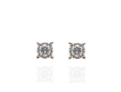 Złote kolczyki wkrętki próby 0,585 z brylantami 0,13 ct