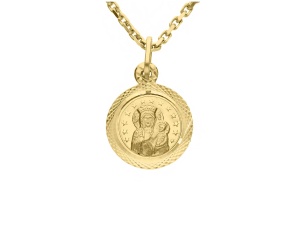 Złoty medalik unisex próby 0,585 z Czarną Madonną