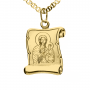 Złoty medalik próby 0,585  Matki Boskiej Częstochowskiej na papirusie - 2