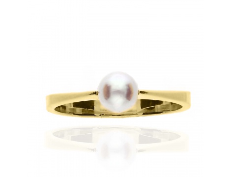 Złoty pierścionek próby 0,585 z białą perłą - 3