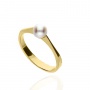 Złoty pierścionek próby 0,585 z białą perłą - 3