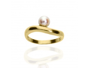 Złoty pierścionek próby 0,585 z perłą