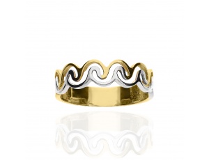 Złoty pierścionek próby 0,585 obrączkowy fala