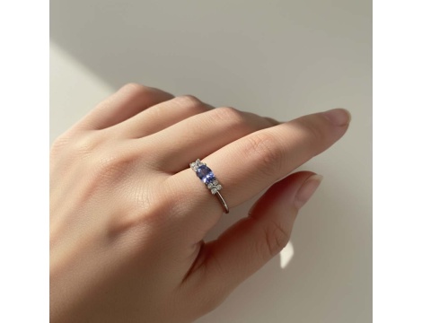Pierścionek z białego złota próby 0,585 z tanzanitem 0,41 ct i brylantami 0,09 ct - 4